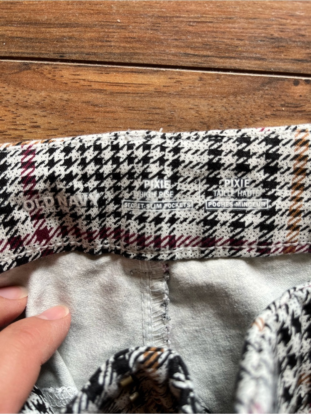 Old Navy Pixie Houndstooth Pants - Black, White & Burgundy Accent